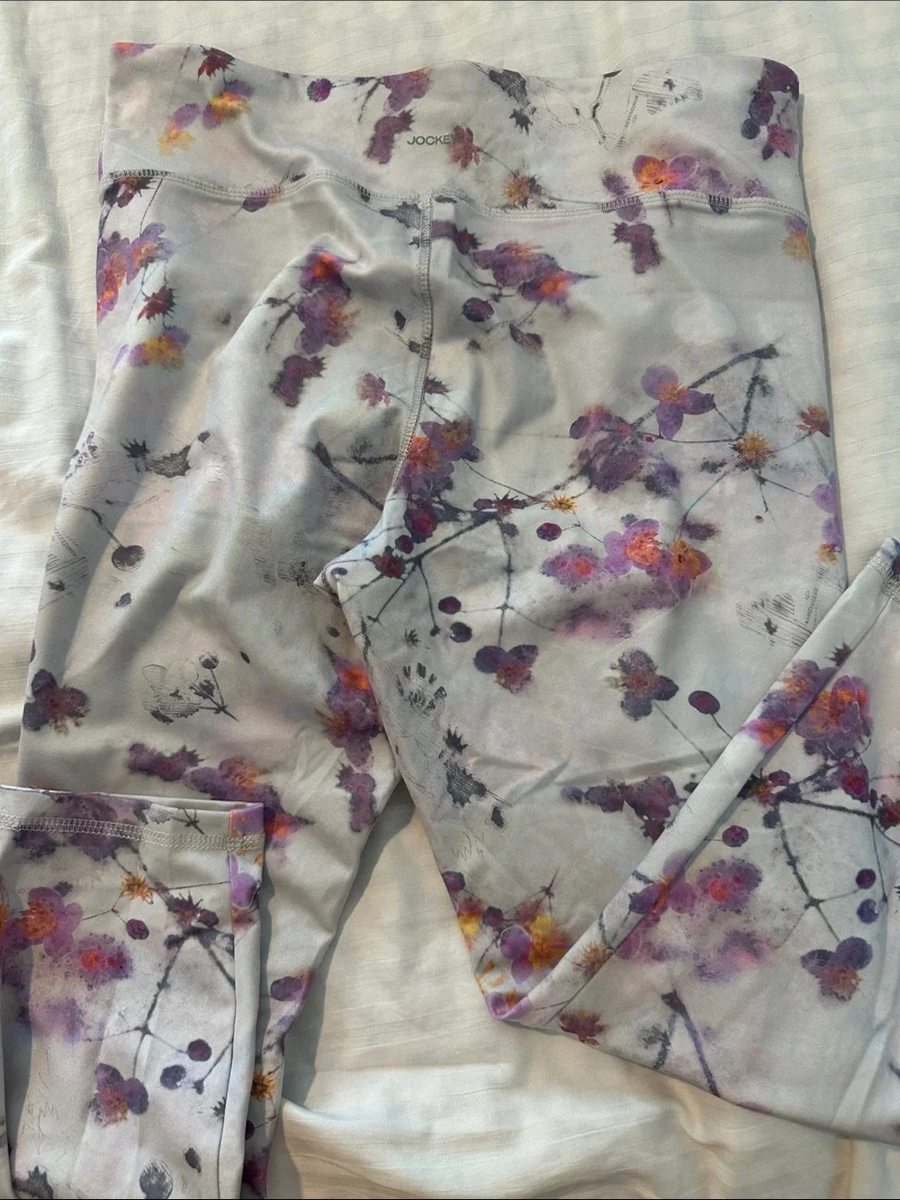 Jockey Floral Active Cropped Stretch Leggings in Lavender, Purple, Orange Size L - Picture 5 of 11
